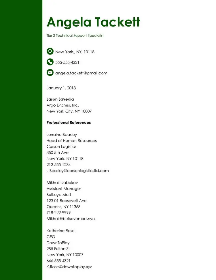 resume references page